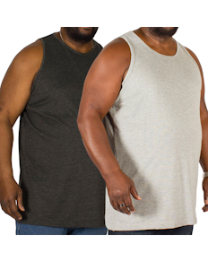 Bigdude Plain Vest Twin Pack Charcoal/Grey