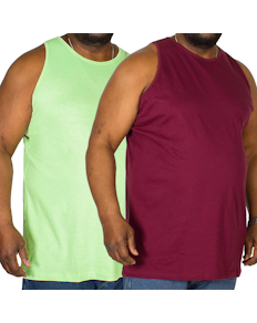 Bigdude Plain Vest Twin Pack Burgundy/Green