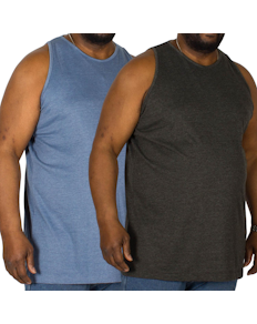 Bigdude Plain Vest Twin Pack Charcoal/Denim
