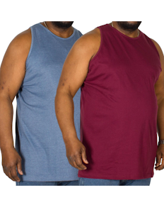 Bigdude Plain Vest Twin Pack Burgundy/Denim