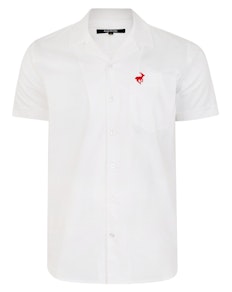 Bigdude Relaxed Collar Short Sleeve Shirt White Tall